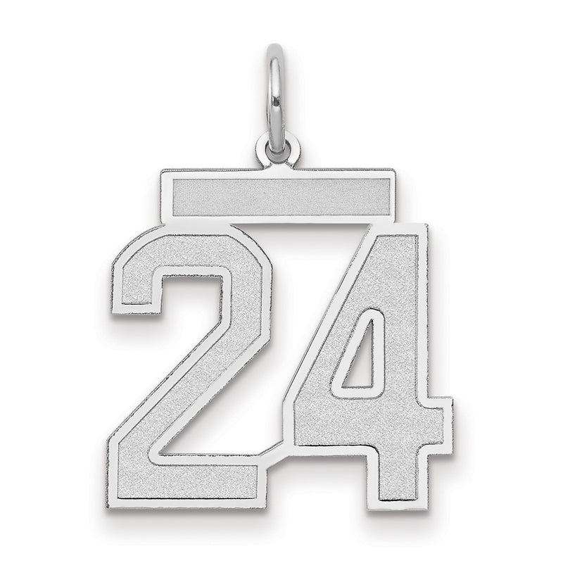 14k White Goldw Medium Satin Number 24 Charm