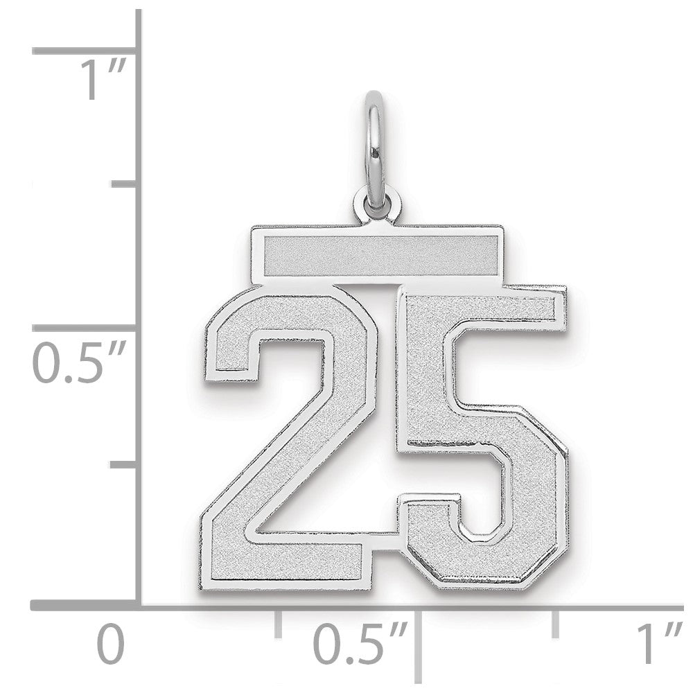 14k White Goldw Medium Satin Number 25 Charm