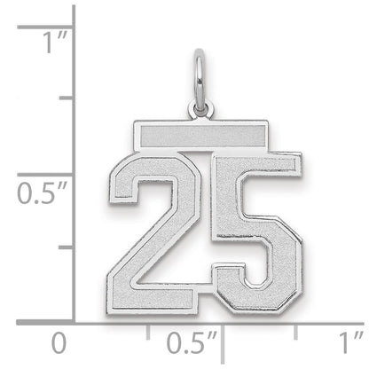 14k White Goldw Medium Satin Number 25 Charm