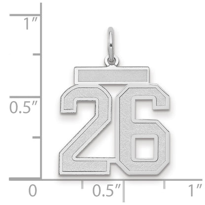 14k White Goldw Medium Satin Number 26 Charm