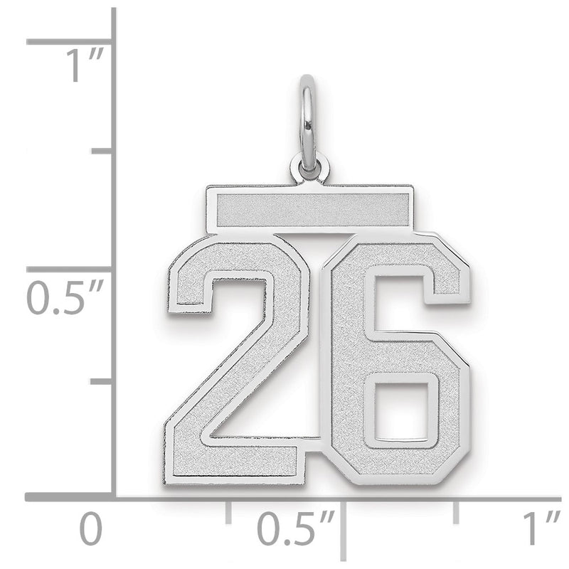 14k White Goldw Medium Satin Number 26 Charm