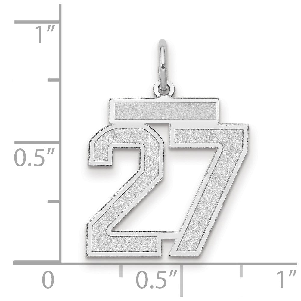 14k White Goldw Medium Satin Number 27 Charm