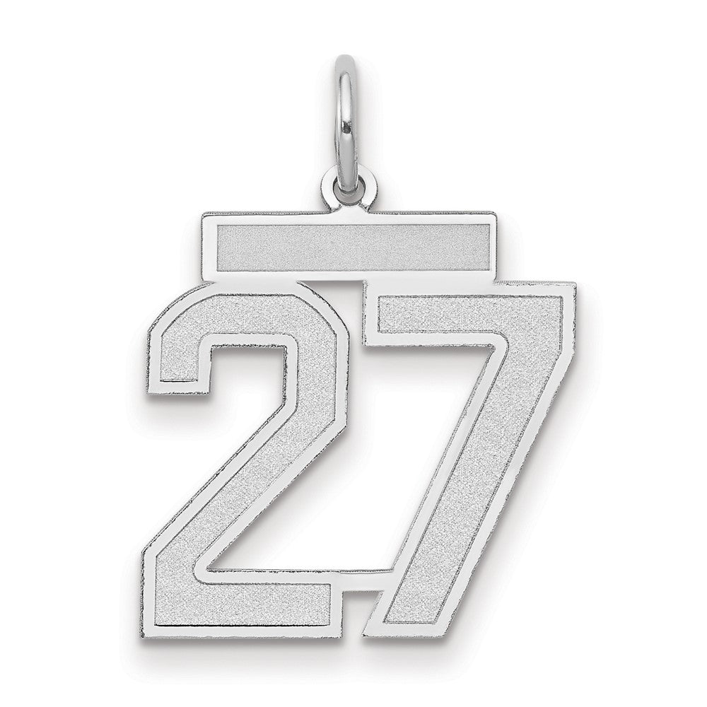 14k White Goldw Medium Satin Number 27 Charm
