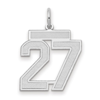 14k White Goldw Medium Satin Number 27 Charm