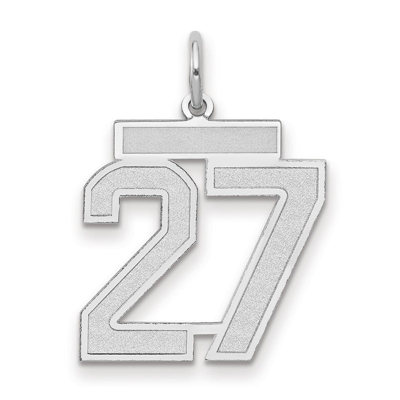 14k White Goldw Medium Satin Number 27 Charm