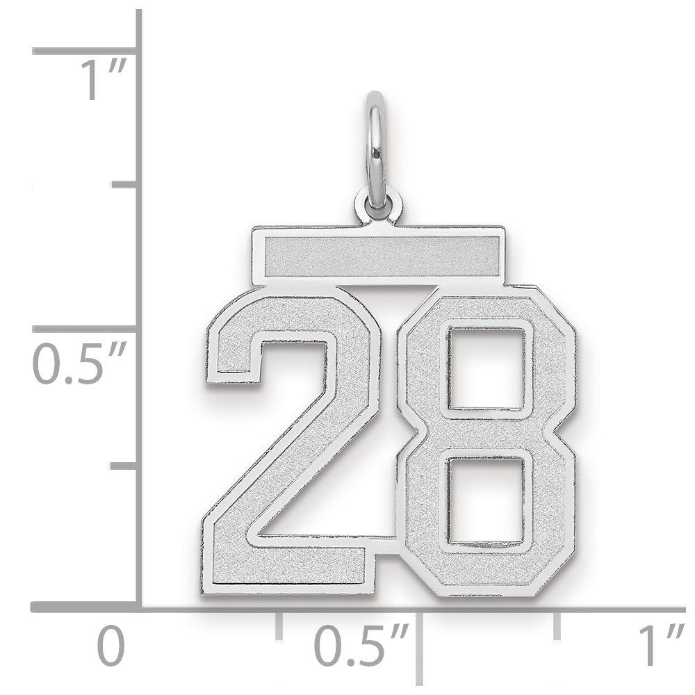 14k White Goldw Medium Satin Number 28 Charm
