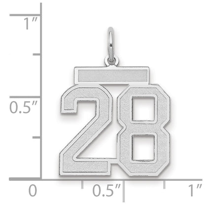 14k White Goldw Medium Satin Number 28 Charm