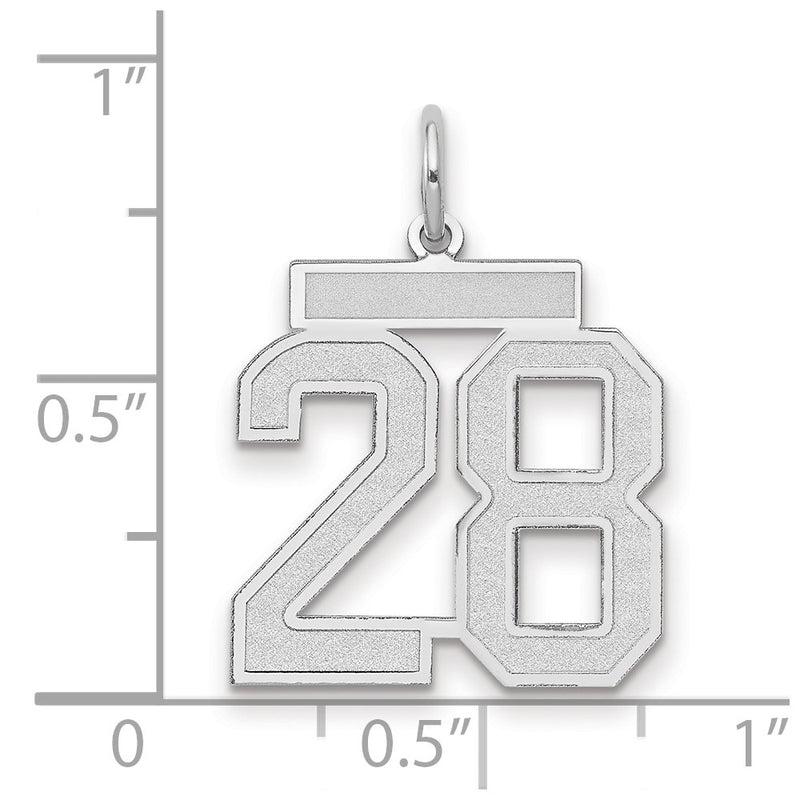 14k White Goldw Medium Satin Number 28 Charm