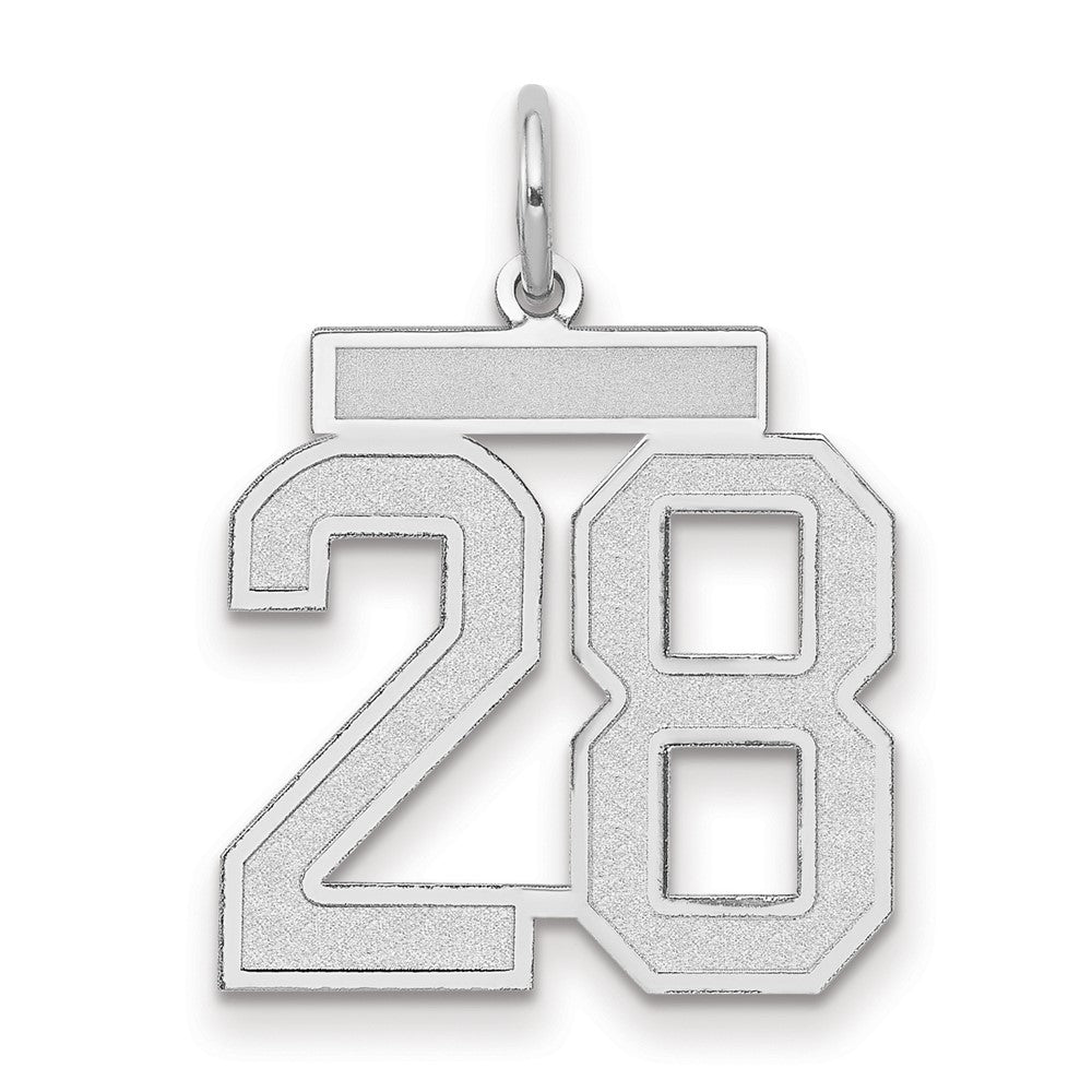 14k White Goldw Medium Satin Number 28 Charm