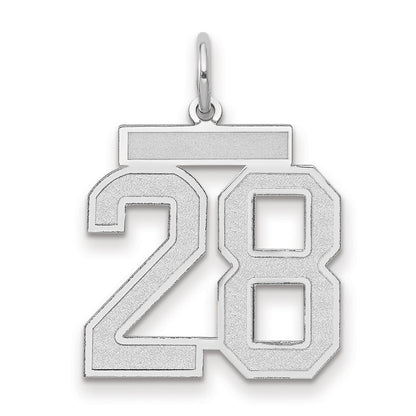 14k White Goldw Medium Satin Number 28 Charm