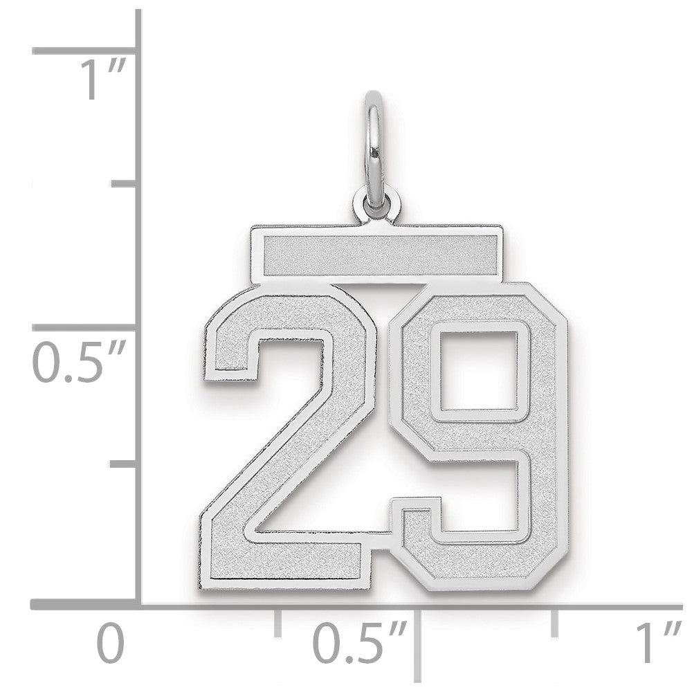 14k White Goldw Medium Satin Number 29 Charm