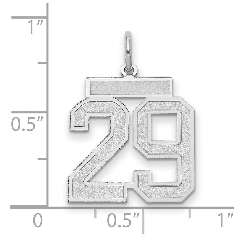 14k White Goldw Medium Satin Number 29 Charm