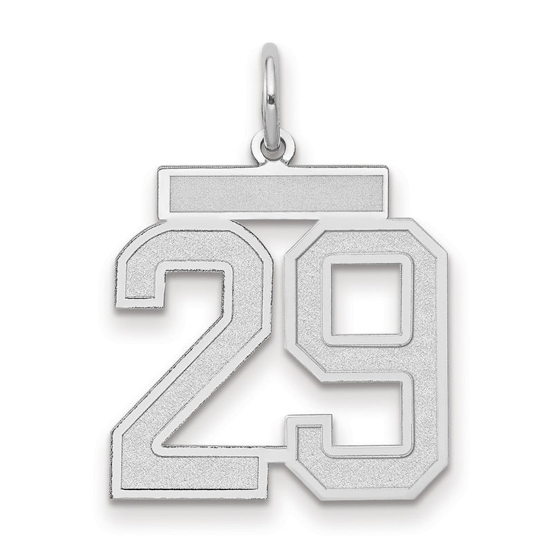 14k White Goldw Medium Satin Number 29 Charm