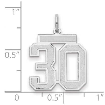 14k White Goldw Medium Satin Number 30 Charm