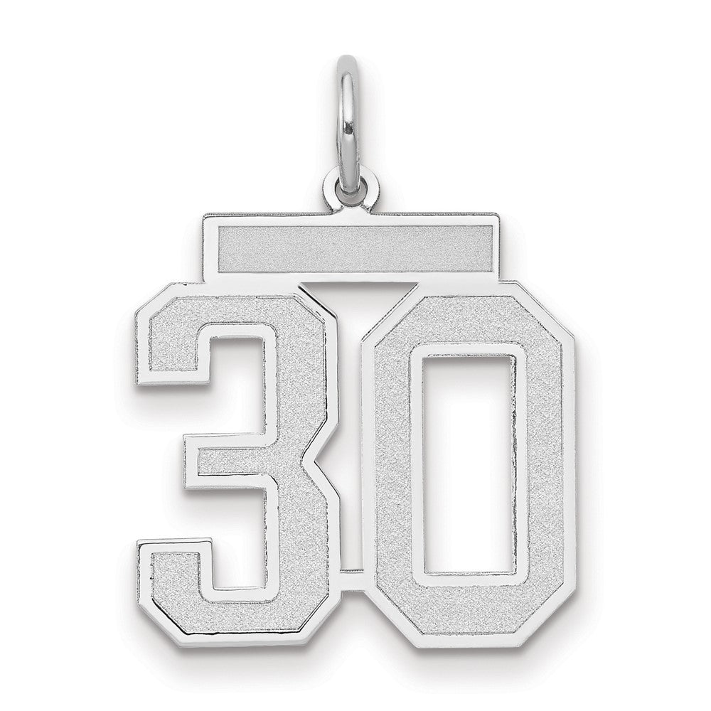 14k White Goldw Medium Satin Number 30 Charm