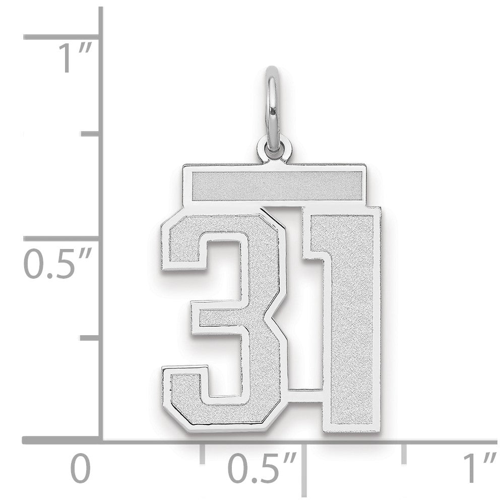 14k White Goldw Medium Satin Number 31 Charm