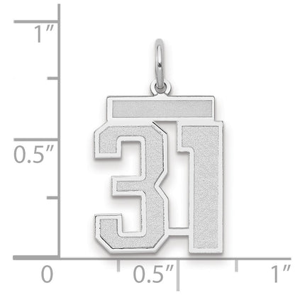 14k White Goldw Medium Satin Number 31 Charm