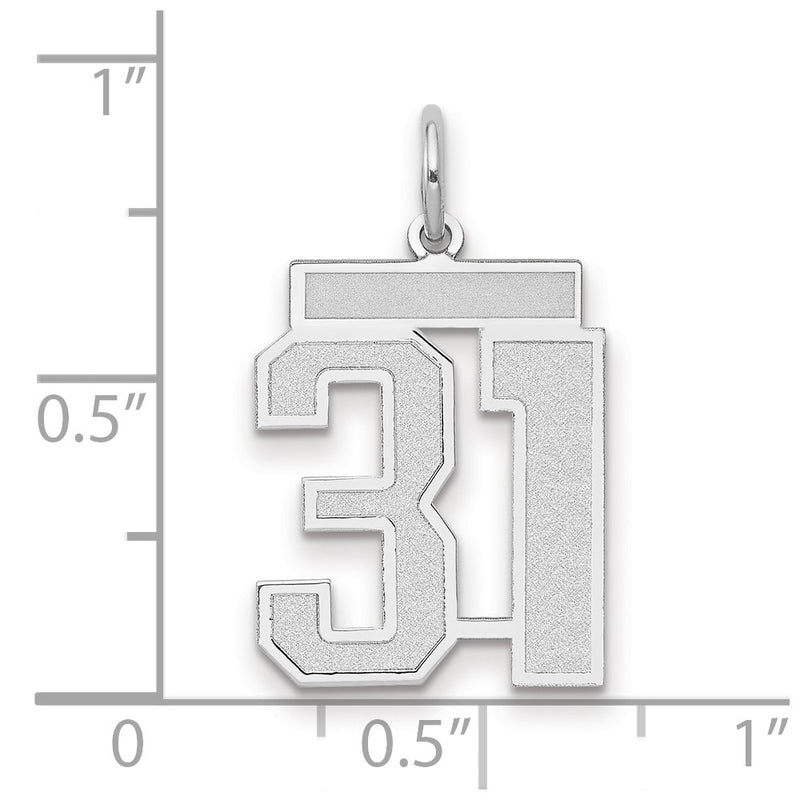 14k White Goldw Medium Satin Number 31 Charm