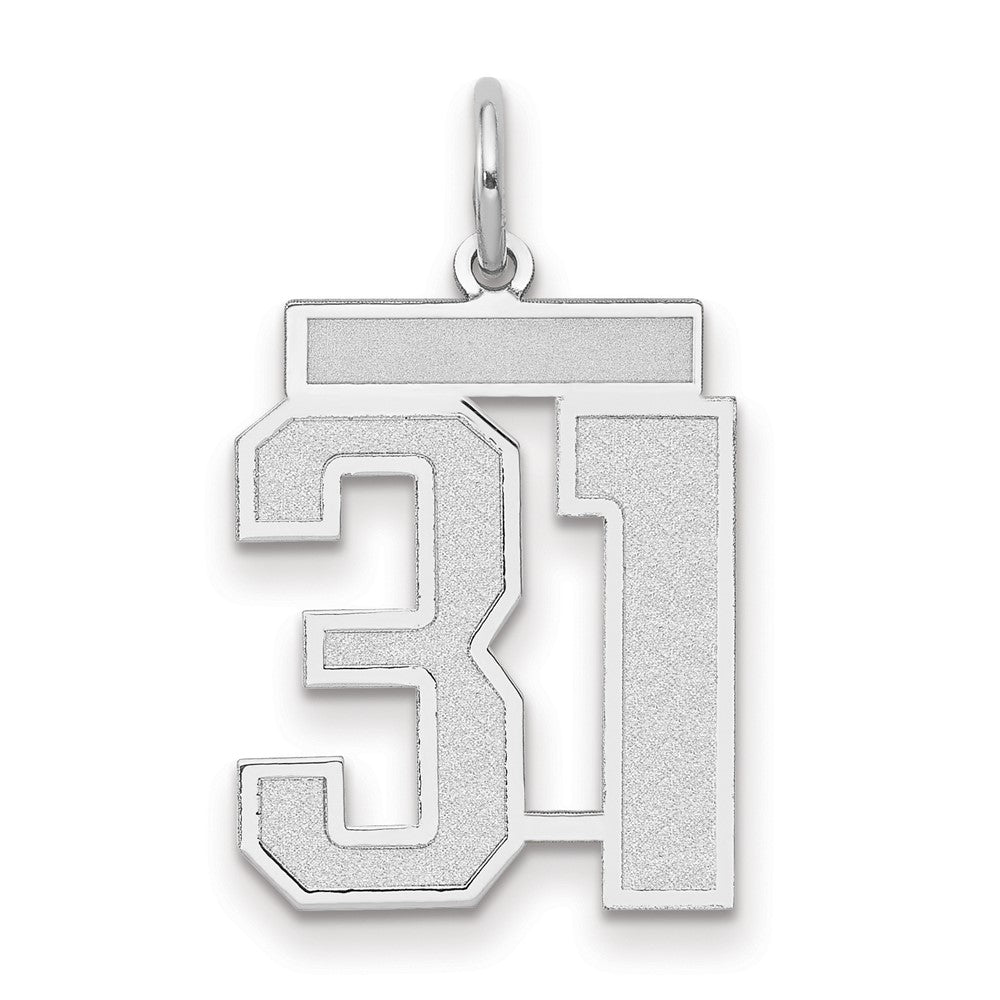 14k White Goldw Medium Satin Number 31 Charm