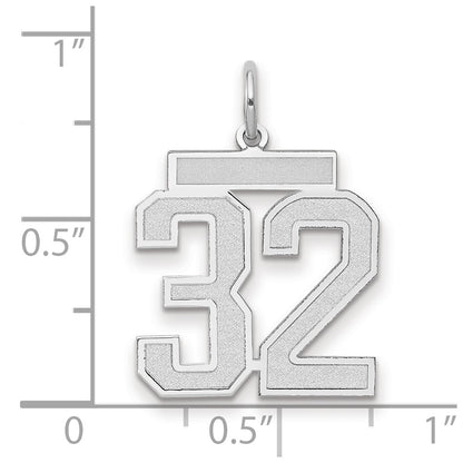 14k White Goldw Medium Satin Number 32 Charm