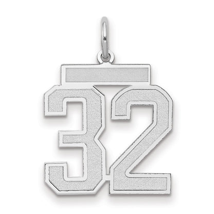 14k White Goldw Medium Satin Number 32 Charm