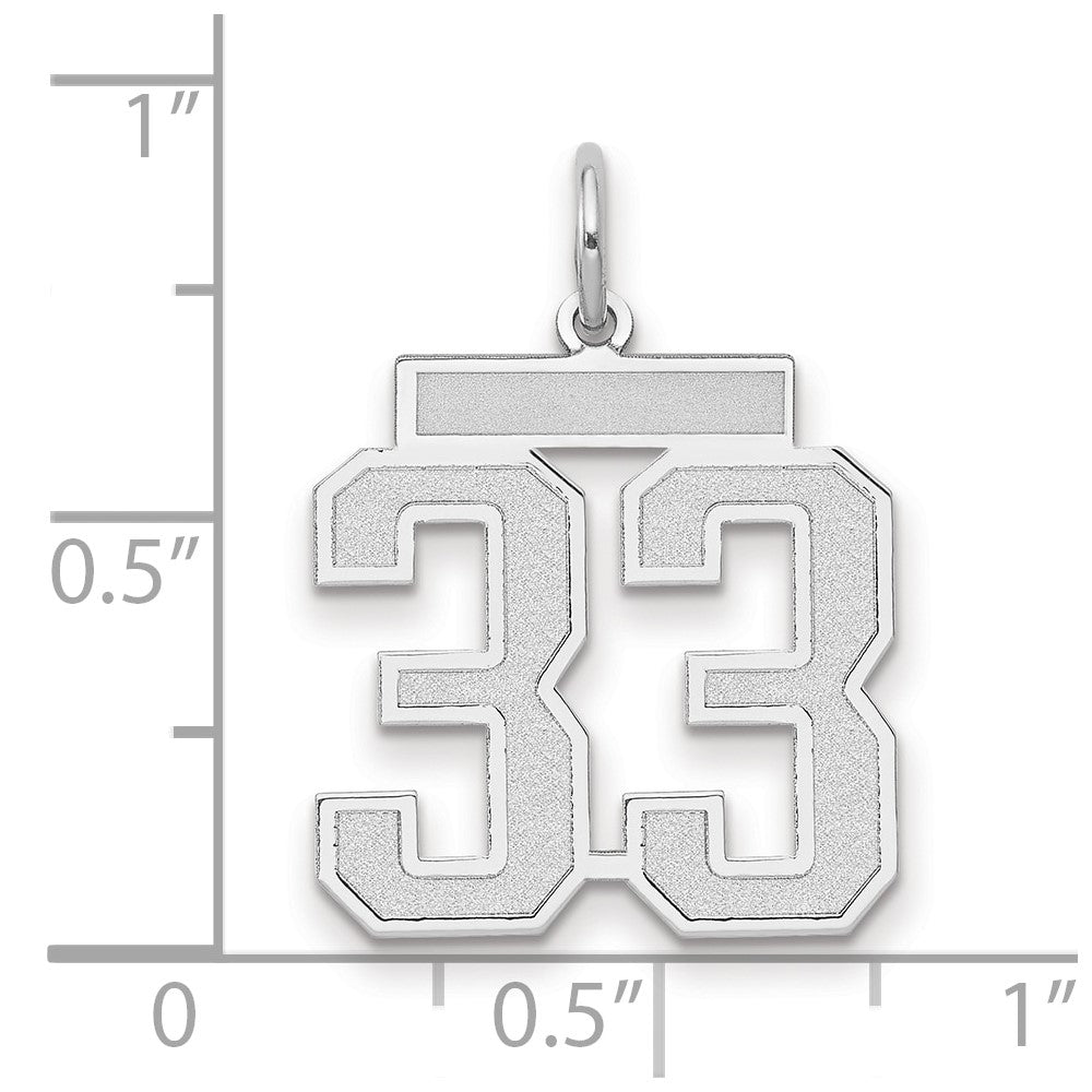 14k White Goldw Medium Satin Number 33 Charm
