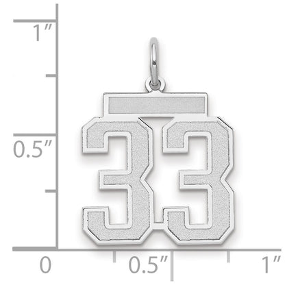 14k White Goldw Medium Satin Number 33 Charm