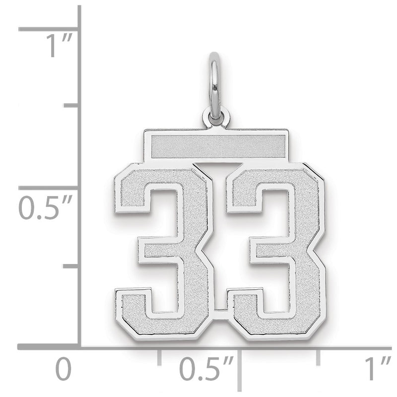 14k White Goldw Medium Satin Number 33 Charm