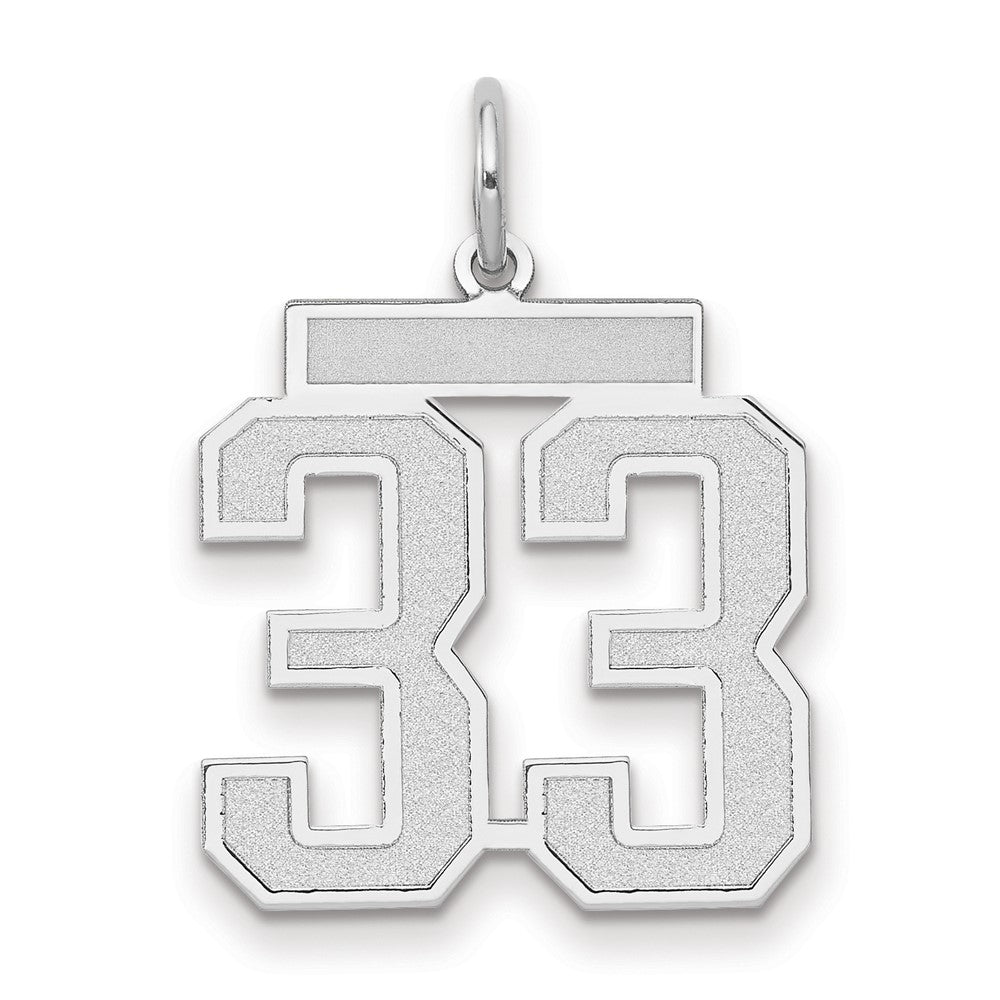 14k White Goldw Medium Satin Number 33 Charm