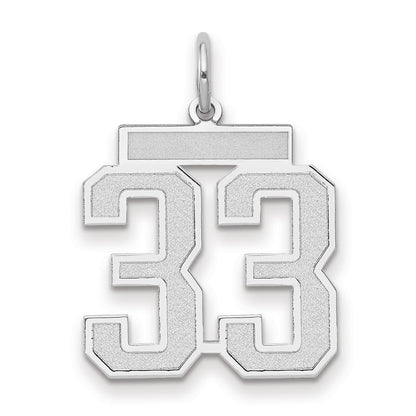 14k White Goldw Medium Satin Number 33 Charm