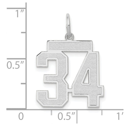 14k White Goldw Medium Satin Number 34 Charm
