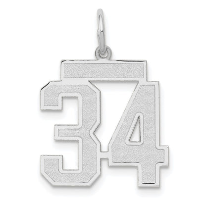 14k White Goldw Medium Satin Number 34 Charm