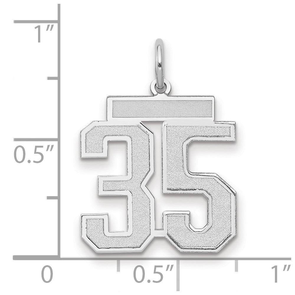 14k White Goldw Medium Satin Number 35 Charm