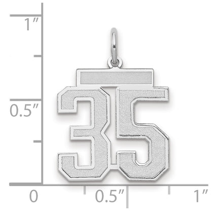 14k White Goldw Medium Satin Number 35 Charm