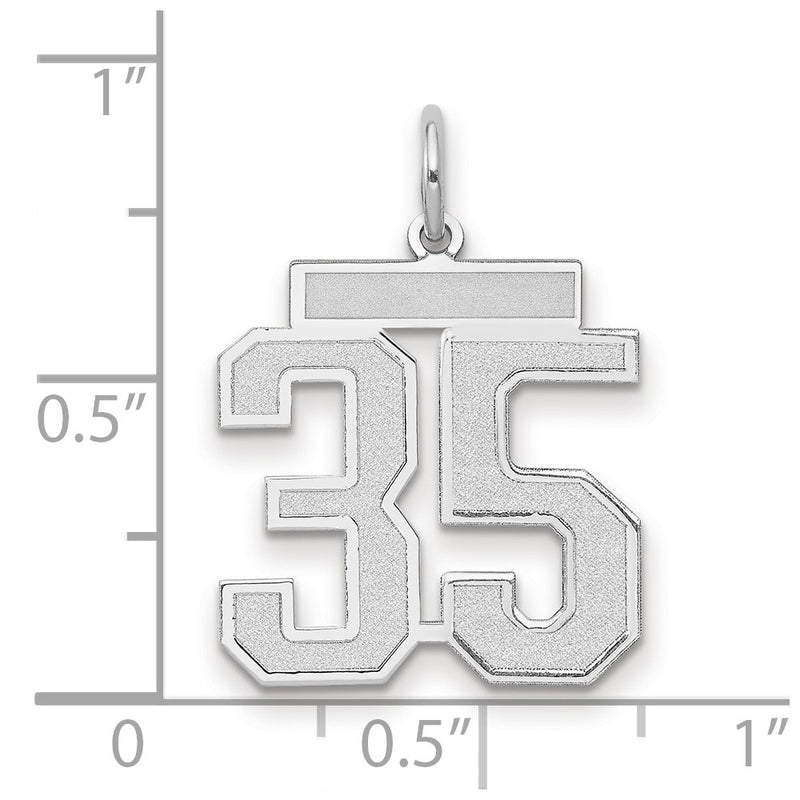 14k White Goldw Medium Satin Number 35 Charm