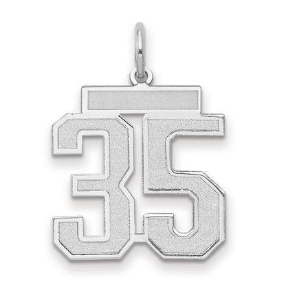 14k White Goldw Medium Satin Number 35 Charm