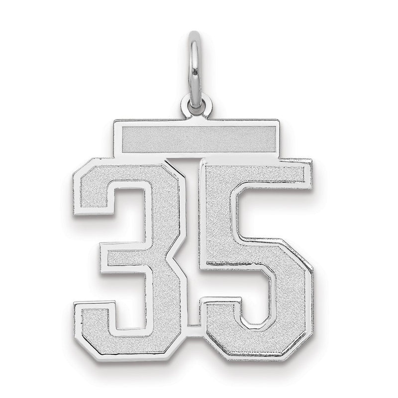 14k White Goldw Medium Satin Number 35 Charm