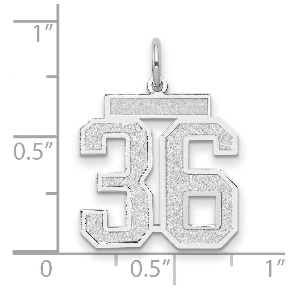 14k White Goldw Medium Satin Number 36 Charm