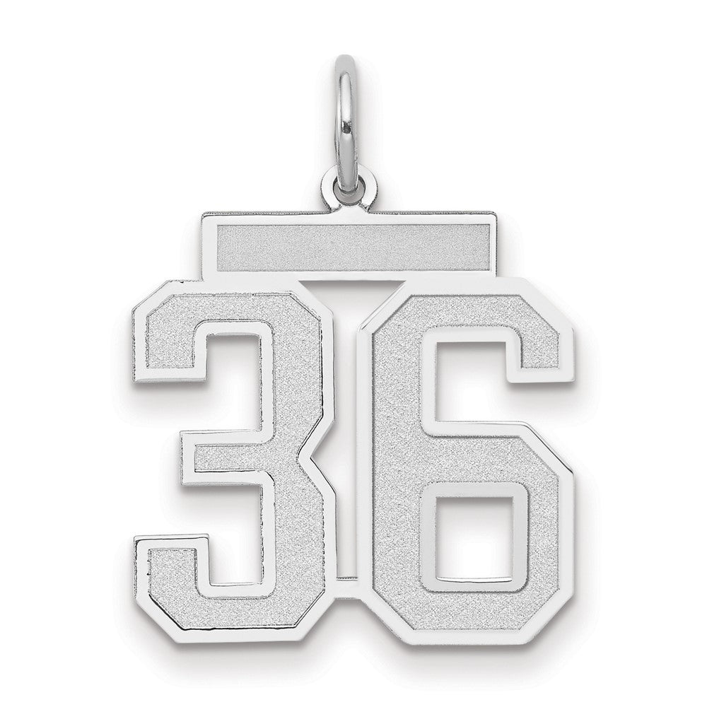 14k White Goldw Medium Satin Number 36 Charm
