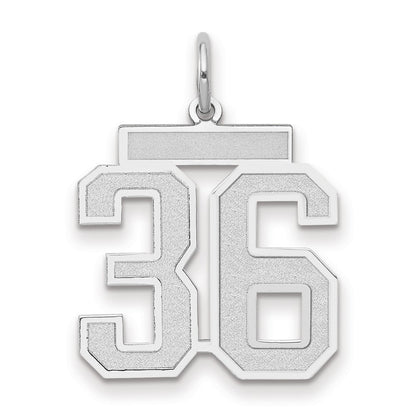14k White Goldw Medium Satin Number 36 Charm
