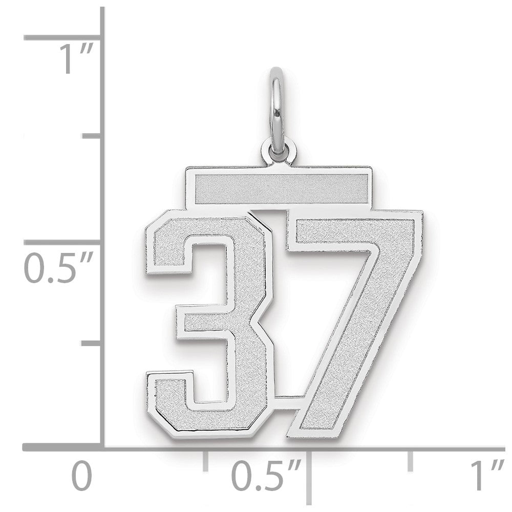 14k White Goldw Medium Satin Number 37 Charm