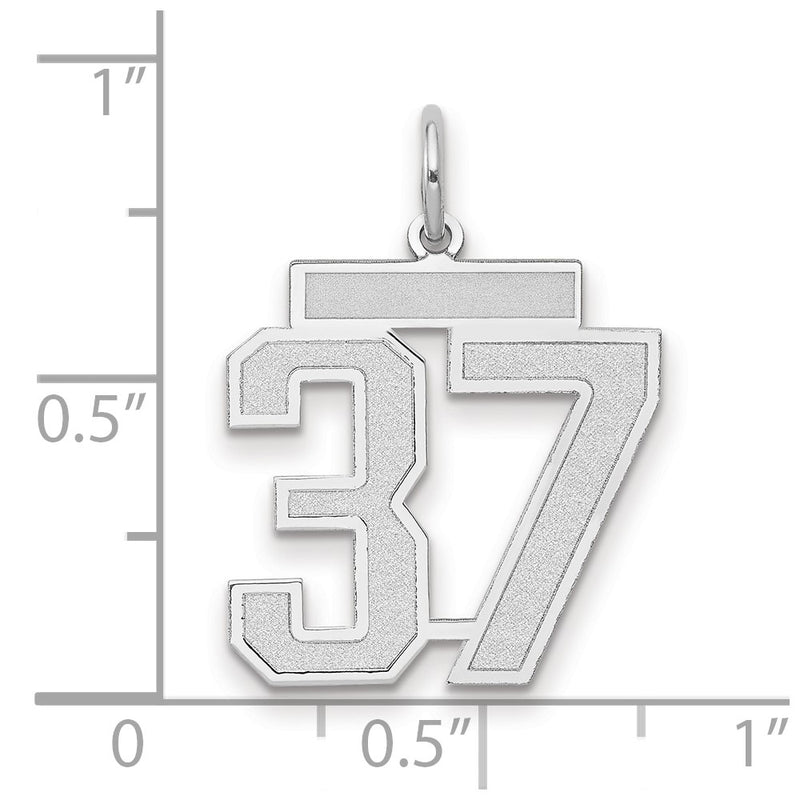 14k White Goldw Medium Satin Number 37 Charm