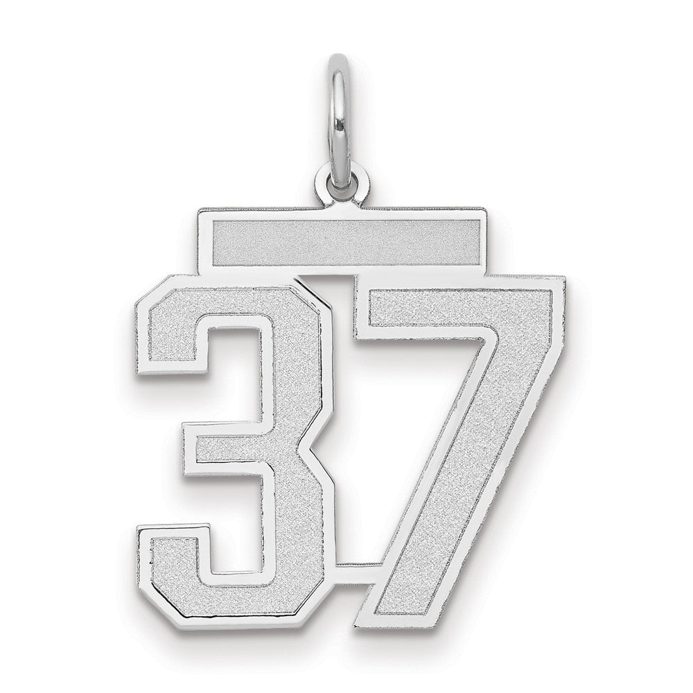 14k White Goldw Medium Satin Number 37 Charm