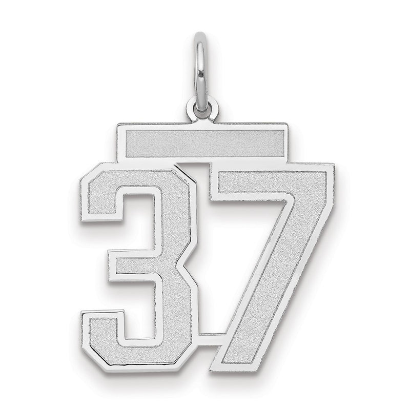 14k White Goldw Medium Satin Number 37 Charm