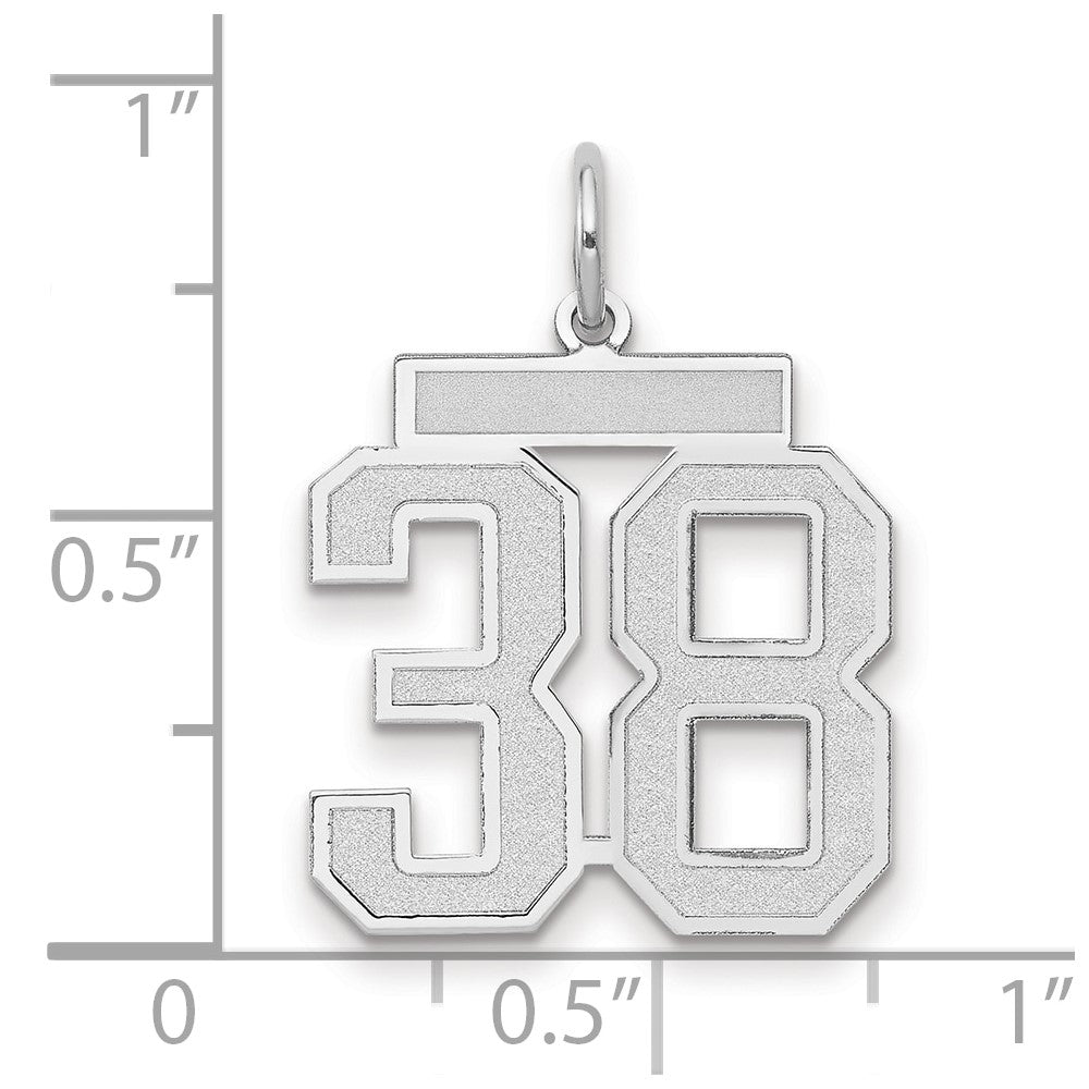 14k White Goldw Medium Satin Number 38 Charm