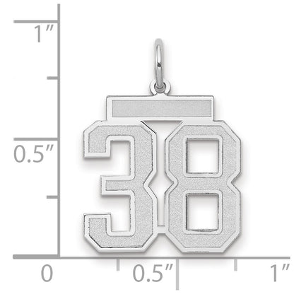 14k White Goldw Medium Satin Number 38 Charm