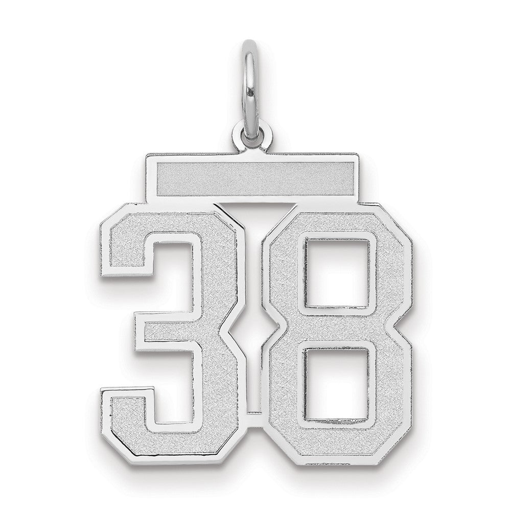 14k White Goldw Medium Satin Number 38 Charm