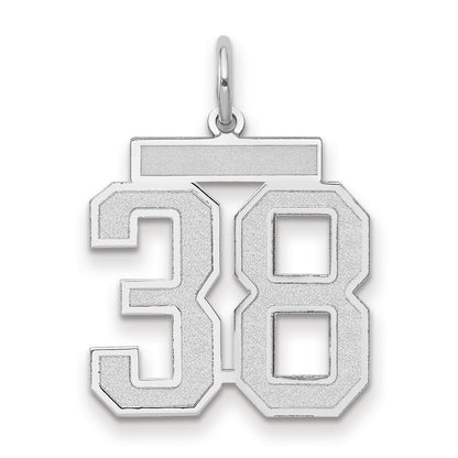 14k White Goldw Medium Satin Number 38 Charm