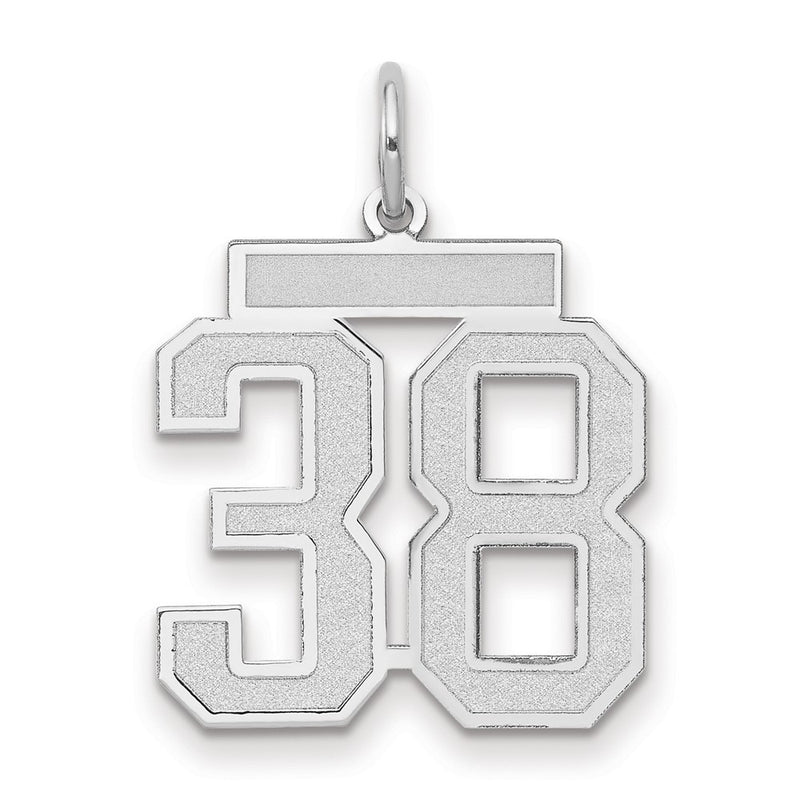 14k White Goldw Medium Satin Number 38 Charm