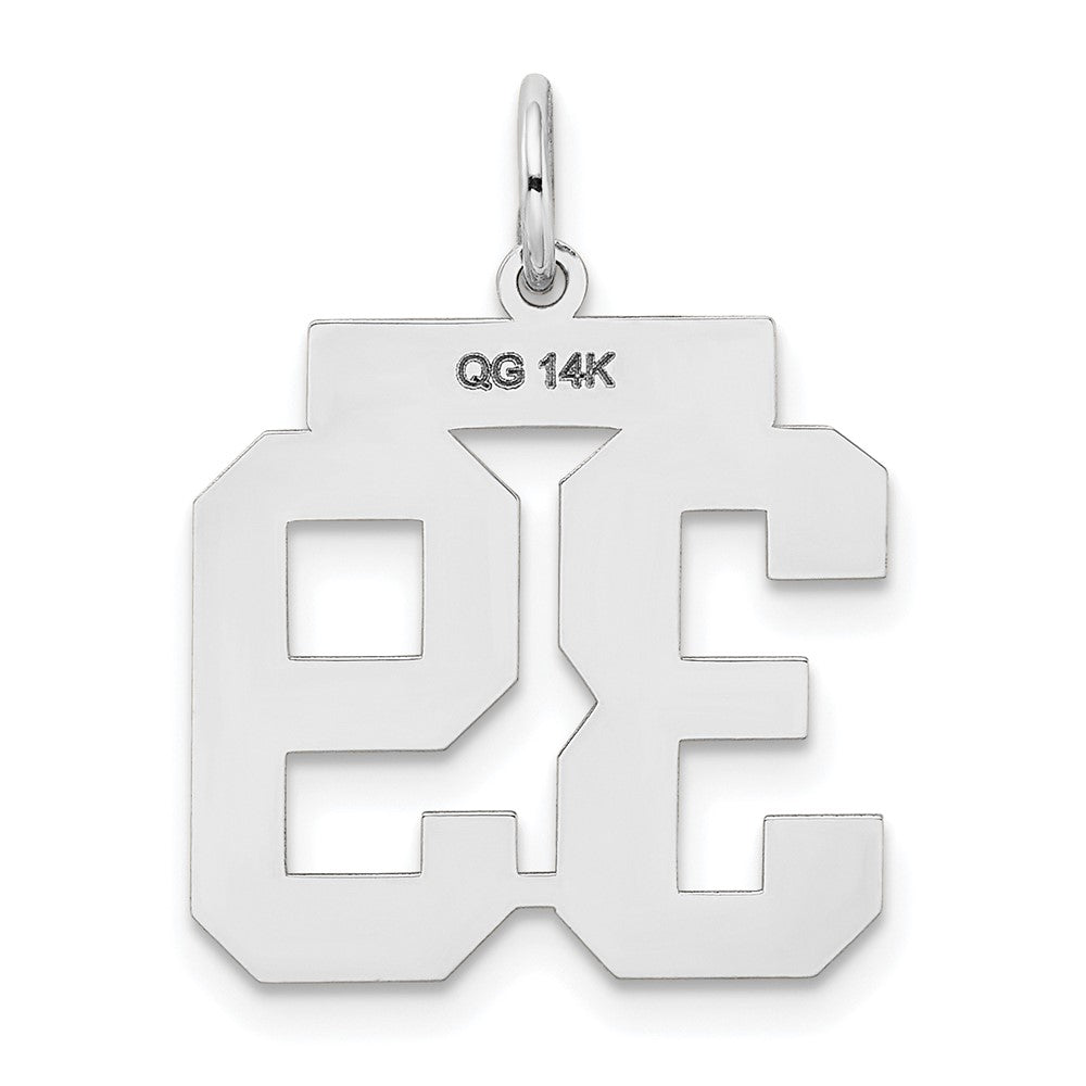 14k White Goldw Medium Satin Number 39 Charm